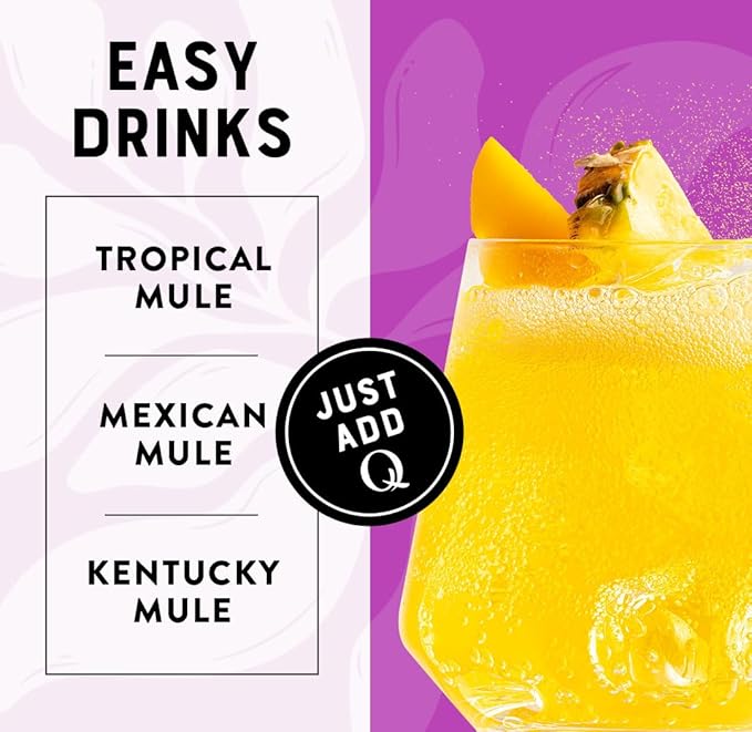 Q TROPICAL GINGER BEER with Real Ginger, Tropical Fruits & Organic Agave - Ideal for Cocktails & Mocktails - Real Ingredients & Perfectly Carbonated - 90 Calories per Can - 7.5 Fl Oz Cans (Pack of 24)