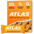 Atlas Bar – 20g Protein, 1g Sugar, 0g Seed Oils, 0g Artificial Sweeteners (12 Count, Peanut Butter Chocolate Chip)
