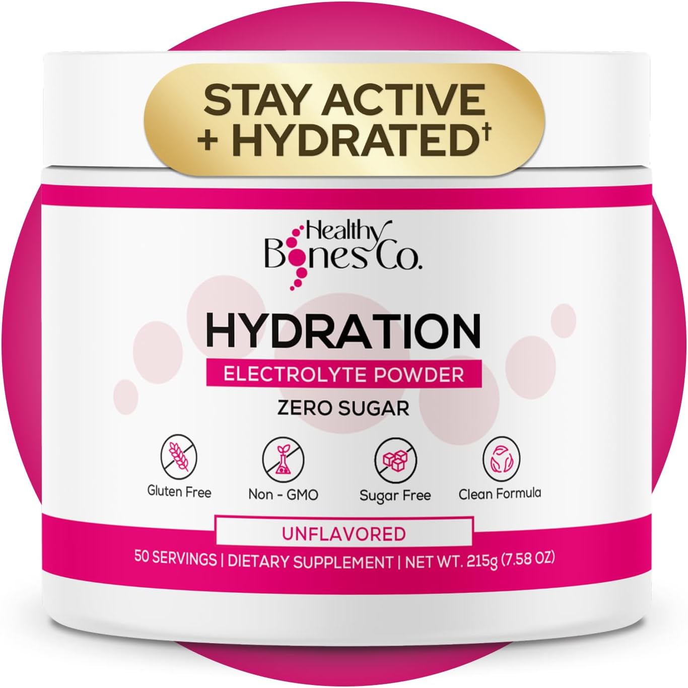 Sugar-Free Electrolyte Powder Drink Mix Fast Hydration (220 gr, Unflavored) with Key Electrolytes and Trace Minerals –Keto Friendly, Vegan