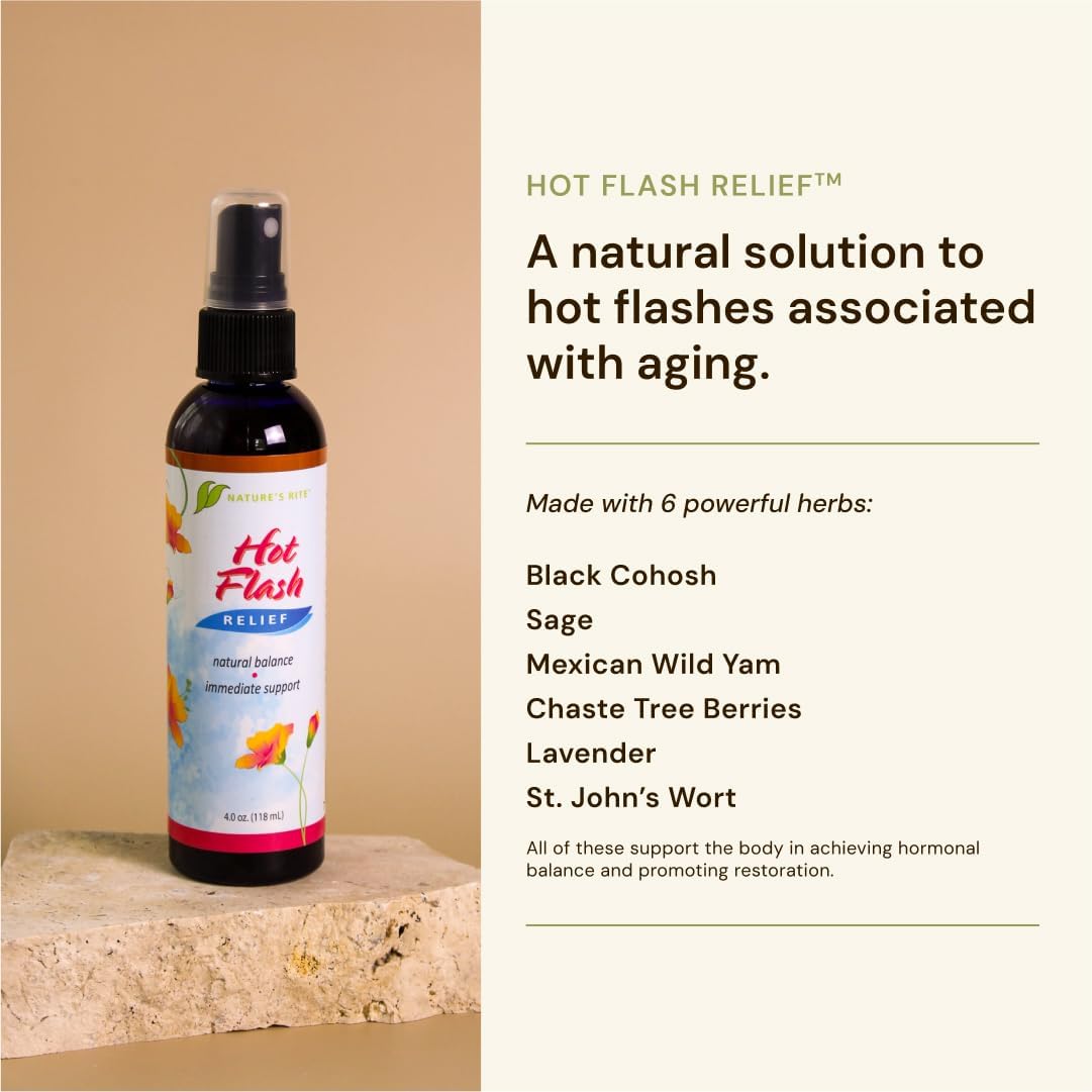 Nature’s Rite Hot Flash Relief Cooling Spray, 4 oz – Natural Herbal Mist for Women’s Comfort, Refreshing Support for Hot Flashes – Made in USA