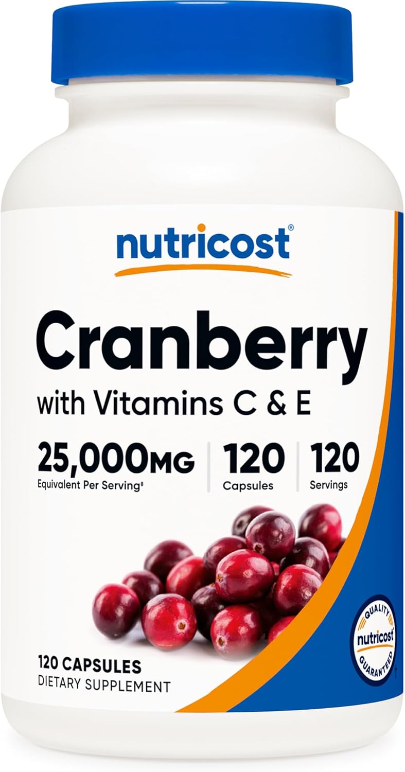 Nutricost Cranberry Extract (25,000mg) (120 Capsules) with Vitamin C & Vitamin E