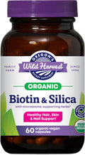 Oregon’s Wild Harvest Biotin & Silica – USDA Certified Organic, Vegan Capsules for Hair, Skin & Nail Support with Microbiome-Supporting Herbs – Non-GMO, 60 Count