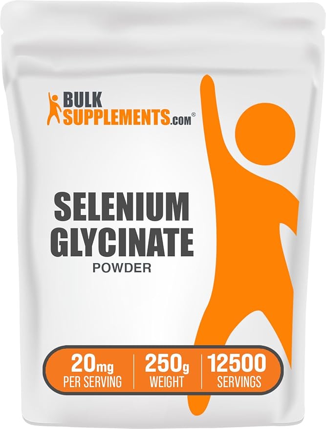 BulkSupplements.com Selenium Glycinate Powder - Selenium 200mcg, Mineral Supplement - Essential Trace Mineral & Gluten Free, 20mg per Serving, 250g (8.8 oz) (Pack of 1)