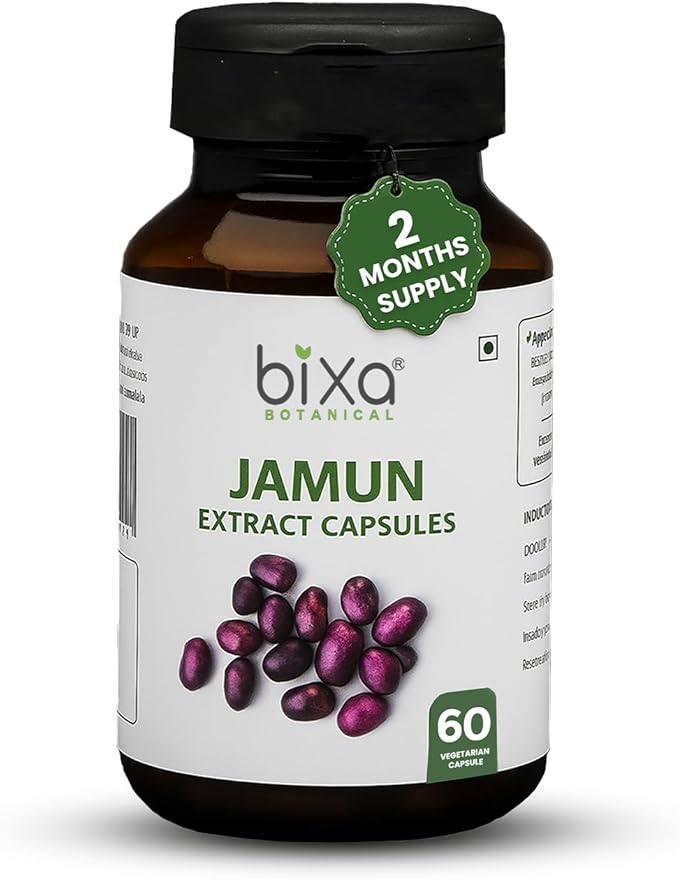 bixa BOTANICAL Jamun Extract Capsule (Black Plum) (Eugenia Jambolana) | Herbal Supplement | Supports Proper Digestion (60 Count (Pack of 1))