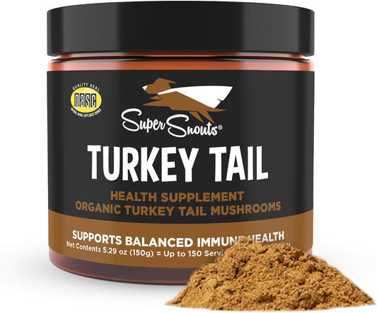 Super Snouts Turkey Tail Mushroom Supplement Powder for Dogs & Cats (5.29 oz) - Organic, Made in USA Antioxidant & Inflammation Support, Immune Support