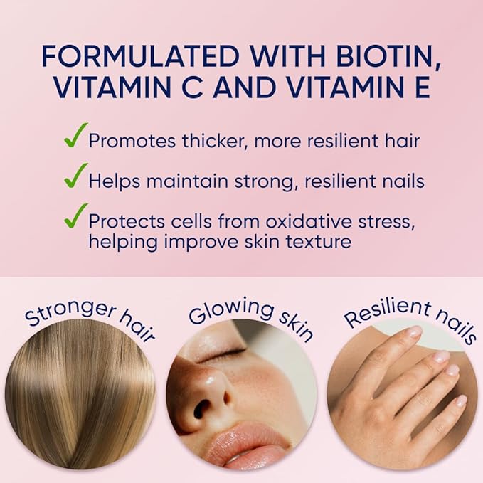 Moerie Hair Skin and Nails Gummies for Women & Men - Biotin for Hair Loss, Gummy Vitamins & Growth Dietary Supplements - Sugarbear for Thicker Hair - Allergen Free - 180 per Serving - Balanced Diet