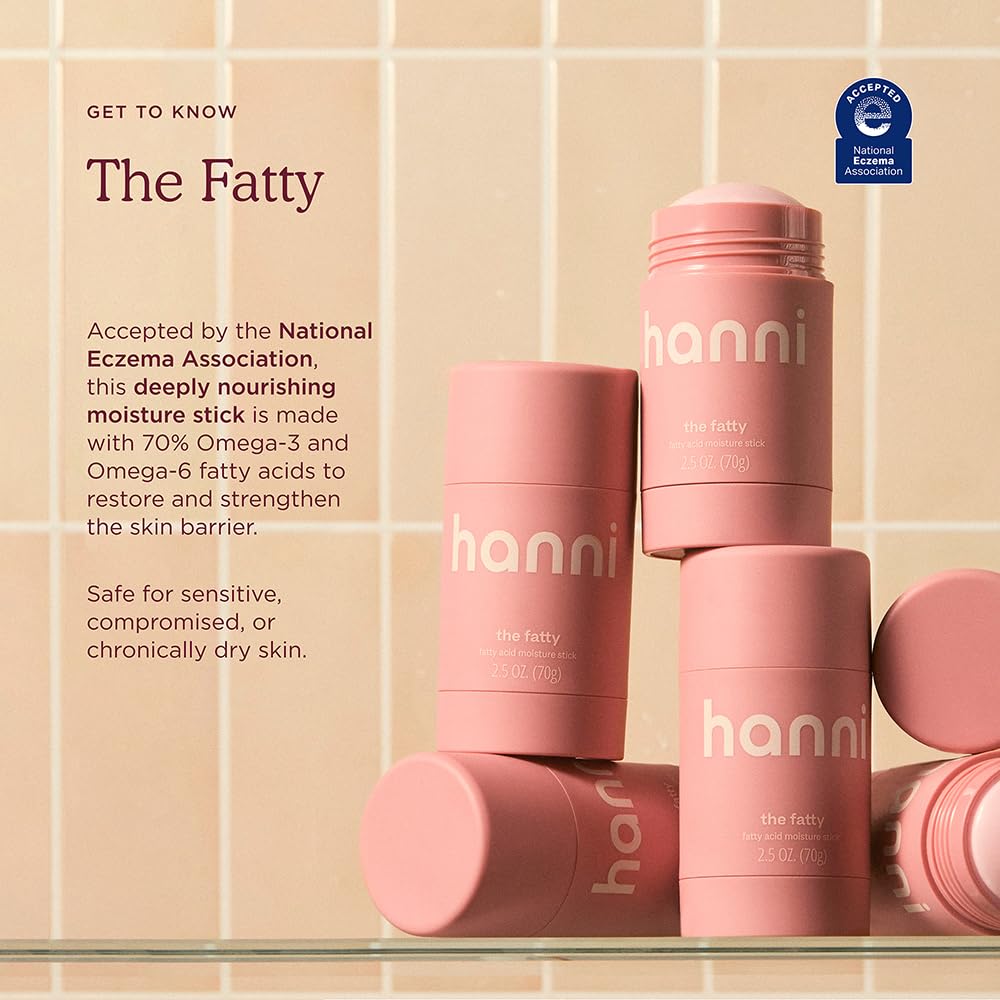HANNI Fatty Body Moisturizer Stick with Fatty Acids, Travel Size Friendly Solid Lotion for Plumping and Hydration, Fragrance-Free and Safe for Sensitive Skin, 2.5 oz