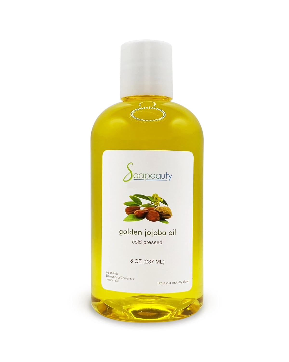 Soapeauty Golden Jojoba Oil | 100% Pure & Natural | Unrefined, Cold Pressed, Hexane Free | Moisturizing Oil for Skin, Face, Hair & Nails | 8 fl oz