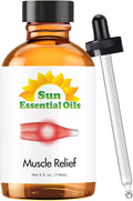 Sun Essential Oils Deep Muscle Relief Blend Oil (Huge 4 Ounce Bottle) Bulk - Sore Muscle Massage Oil - Muscle Ease Essential Oil Blend - Aromatherapy Oils