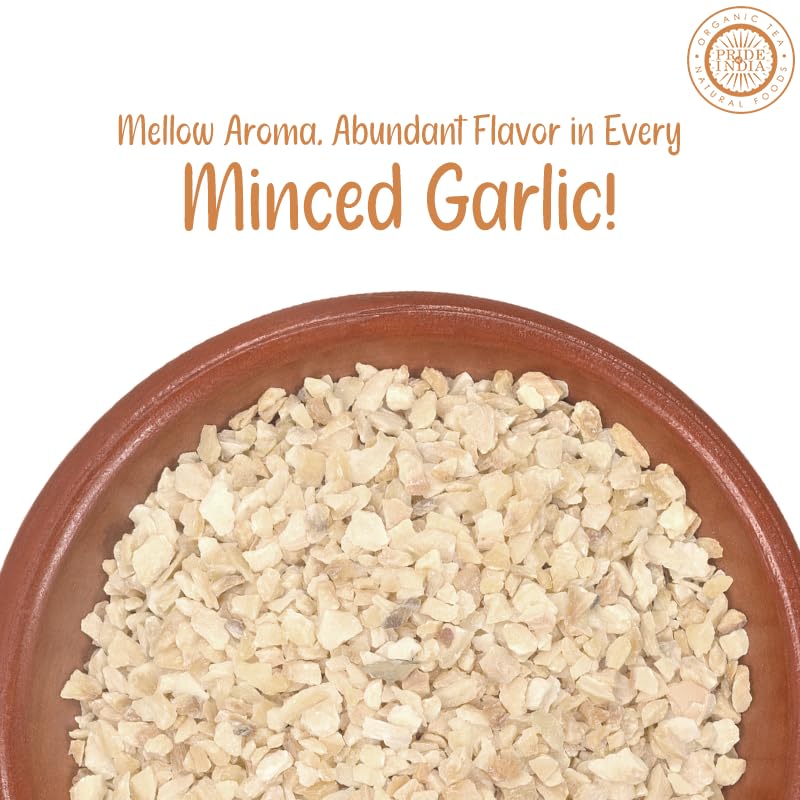 Pride of India – Garlic Minced – Gourmet Seasoning – Ideal for Dips/Sauces/Bread/Salad/Stir-Fries – Ideal Pantry Condiments – Easy to Use – 1.9 oz. Small Dual Sifter Bottle
