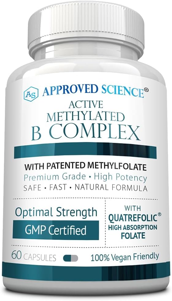 Approved Science Methylated B Complex – Full-Spectrum B-Vitamins, Quatrefolic Folate (5-MTHF), Choline, Betaine - 60 Capsules