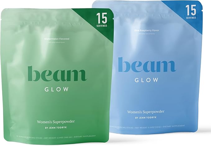 Beam Glow, Hormone Balance for Women, Thyroid Support for Women, Natural Hormone Support Powder with Selenium and Bromelain, PMS Relief, Energy, Hair Skin & Nails, Vegan, No Sugar, 30 Servings