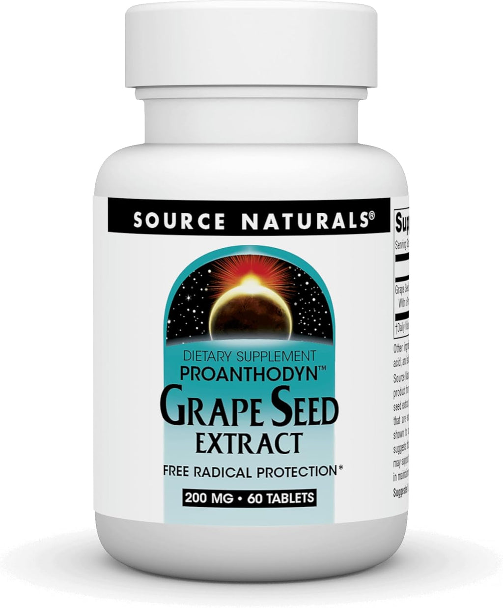 Source Naturals Proanthodyn Grape Seed Extract, Free Radical Protection* - 200 mg - 60 Tablets