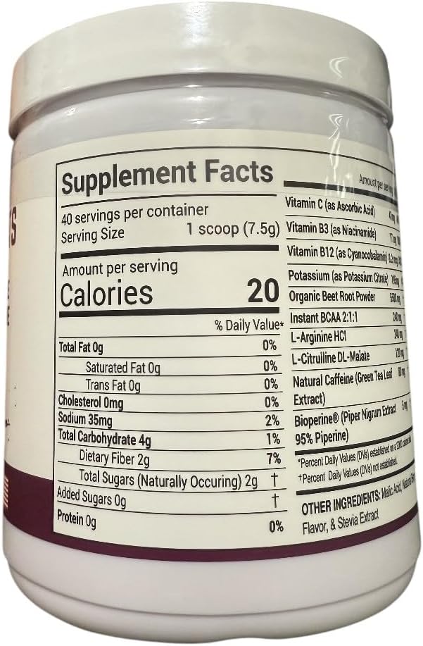 Superfood Beets Powder, 10.59oz 40 Servings - Beetroot Powder Organic Beet Root Blend with Green Tea & Berry Flavor, Non-GMO, Plant-Based Drink Mix