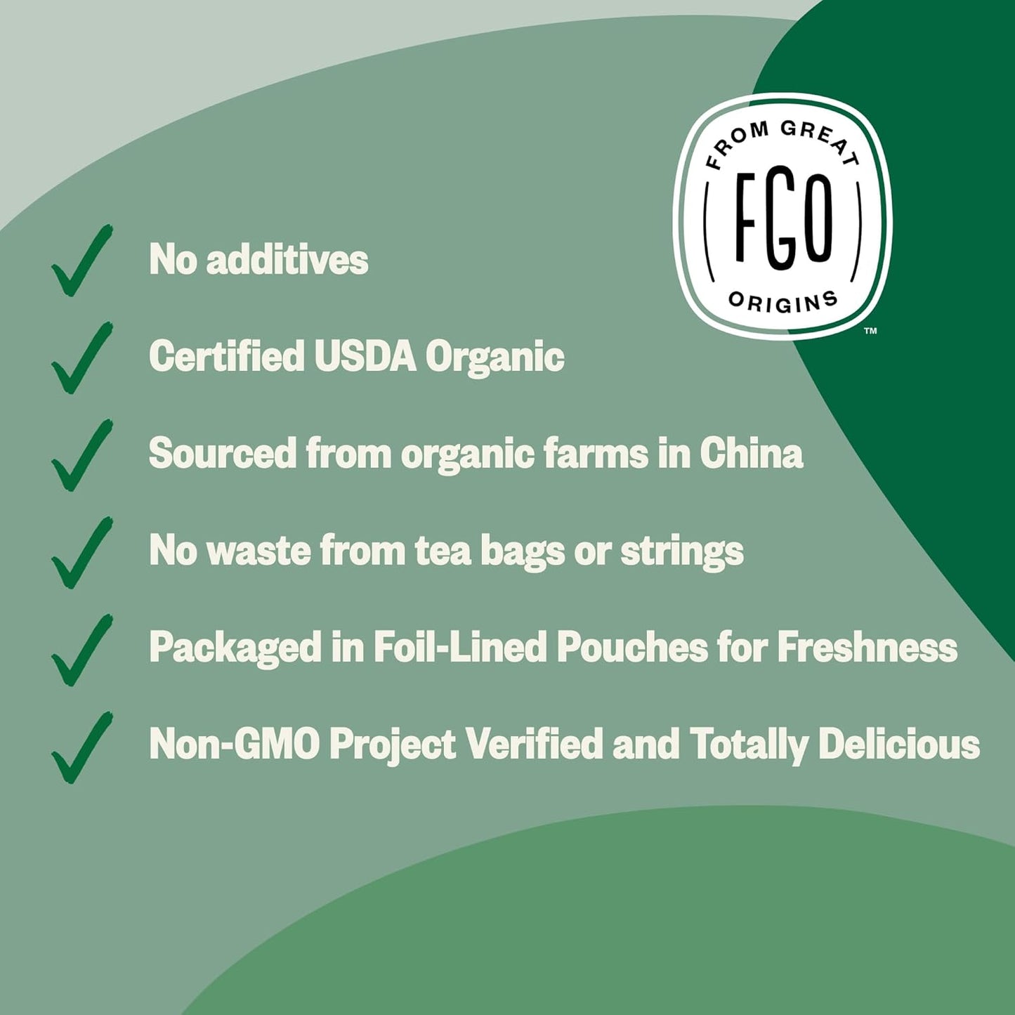 FGO Organic Jasmine Pearl Green Tea, Four Ounce, Loose Leaf, Resealable Bag, Packaging May Vary (Pack of 1)