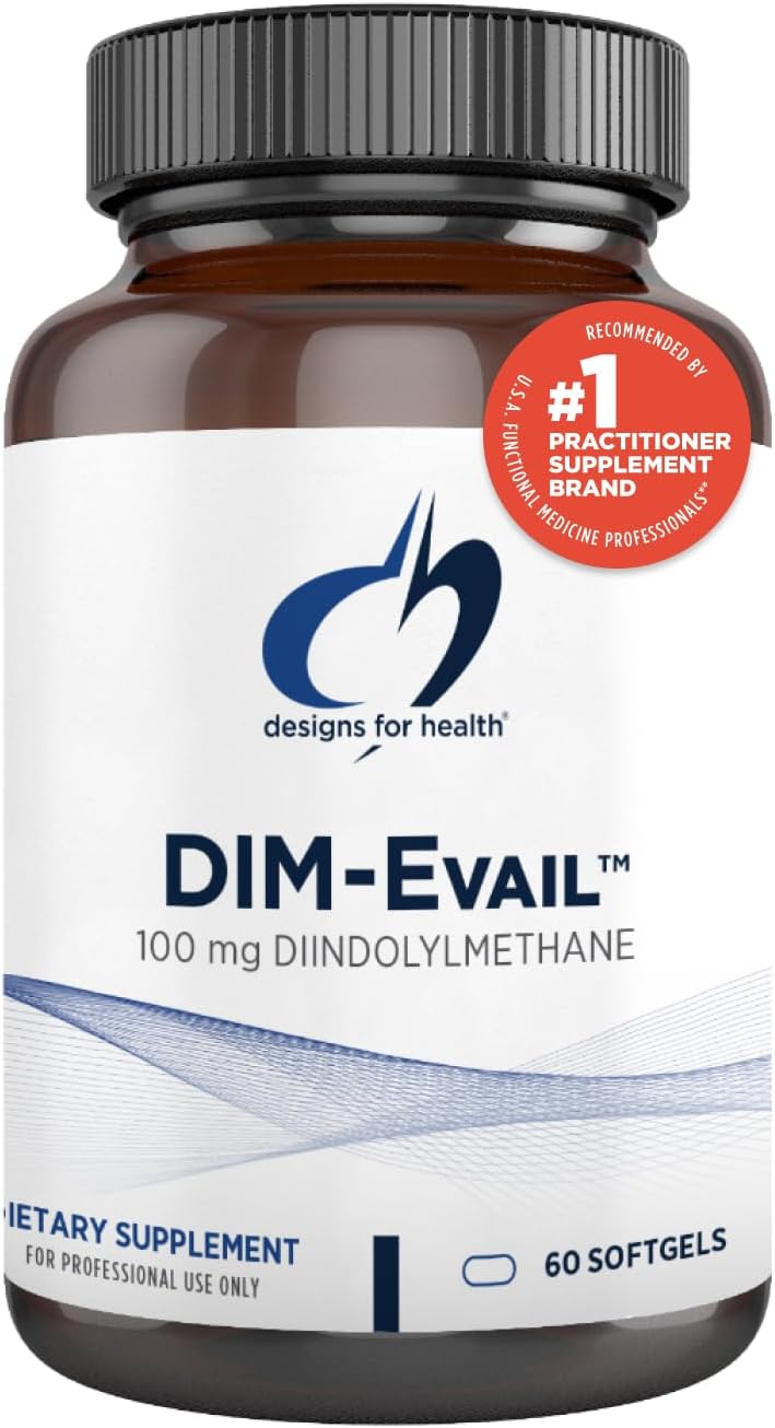 Designs for Health DIM-Evail - 100mg Diindolylmethane Supplement - Enhanced Absorption Technology DIM Supplement - May Support Healthy Estrogen Metabolism - Gluten Free + Non-GMO (60 Softgels)