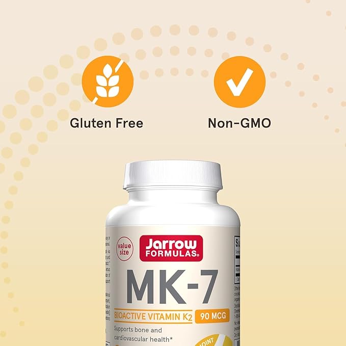 Jarrow Formulas MK-7 90 mcg - Bioactive Form of Vitamin K2-120 Servings (Softgels) - for Bone & Cardiovascular Health - Vitamin K2 MK-7 Dietary Supplement - Gluten Free (Pack of 2)