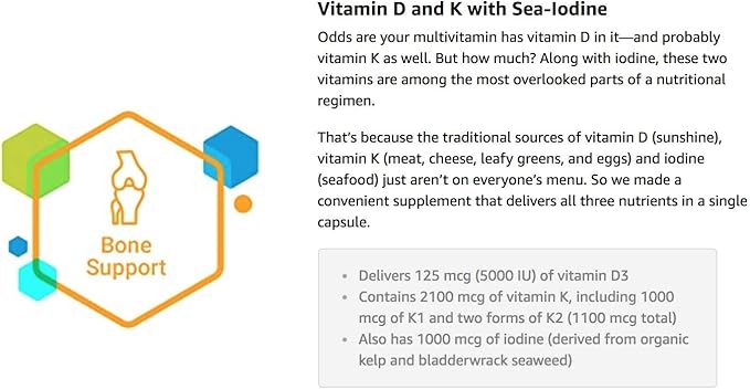 Life Extension Vitamins D and K with Sea-Iodine, 90 Caps (Pack of 2)