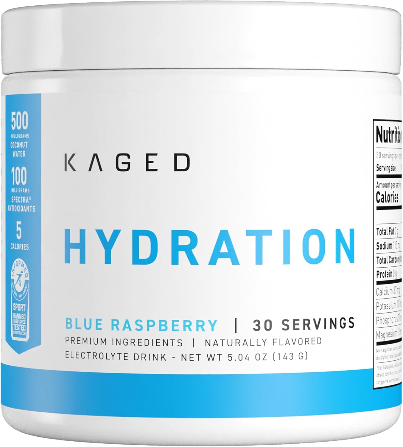 Kaged Daily Hydration | Sugar Free Electrolyte Powder Drink Mix for Men and Women | 30 Servings