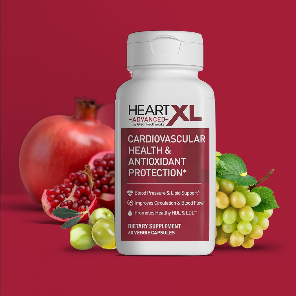 OmegaXL HeartXL Advanced - Heart Health Supplement - Three clinically Studied Mediterranean antioxidant extracts - Supports Blood Pressure, Cholesterol and Circulatory Health (60 Capsules)