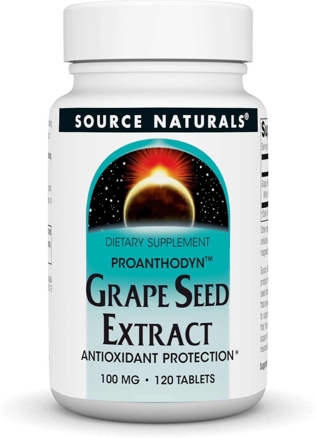 Source Naturals Grape Seed Extract, Proanthodyn 100 mg Antioxidant Protection & Supports Healthy Aging Brain - 120 Tablets