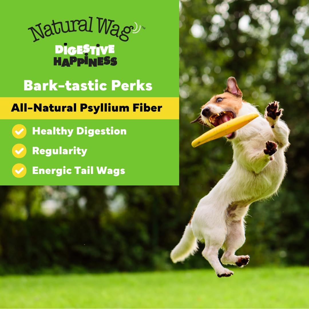 Natural Wag 100% Psyllium Fiber for Dogs – Supports Digestive Health, Relieves Occasional Constipation & Diarrhea, and Promotes Optimal Stool & Overall Wellness.