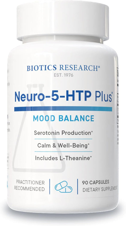 Biotics Research Neuro 5 HTP Plus Neurological Support, Calm Brain Activity, Healthy Sleep Patterns, Overall Sense of Well-Being, Promotes Relaxation, Serotonin Precursor, L Theanine, 90 Capsules