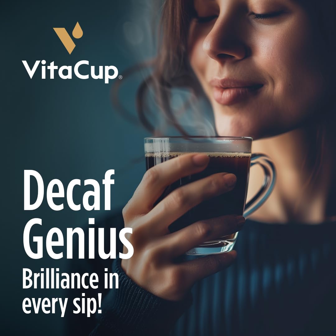 VitaCup Decaf Genius Keto Coffee Pods with MCT Oil, Turmeric and B Vitamins for Focus in Recyclable Single Serve Pod Compatible with K-Cup Brewers Including Keurig 2.0, 16 Ct