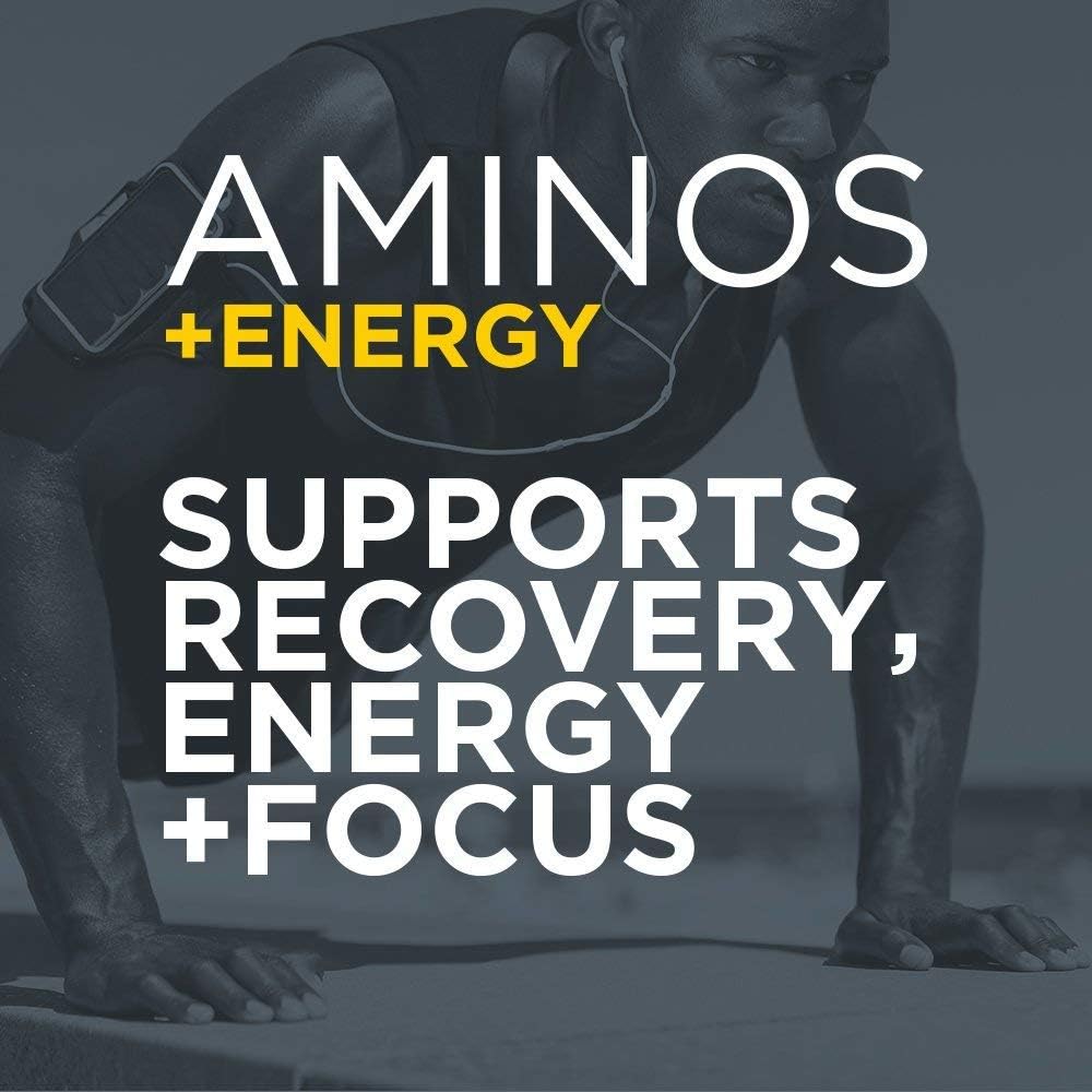 Purbolics Aminos + Energy | Supports Recovery, Energy & Focus | 95mg of Caffeine, 0 Calories & 60 Servings (Blue Steele)