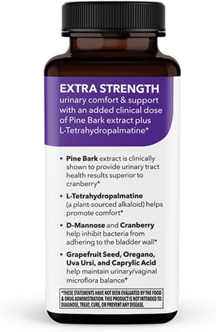 Urinari-X Extra Strength with Enhanced Comfort - Urinary Tract Support - Fast UTI Relief - Vitamin Supplement for Bladder Function - D-Mannose, Cranberry, Pinebark, Uva Ursi & Grapefruit - 90 Capsules
