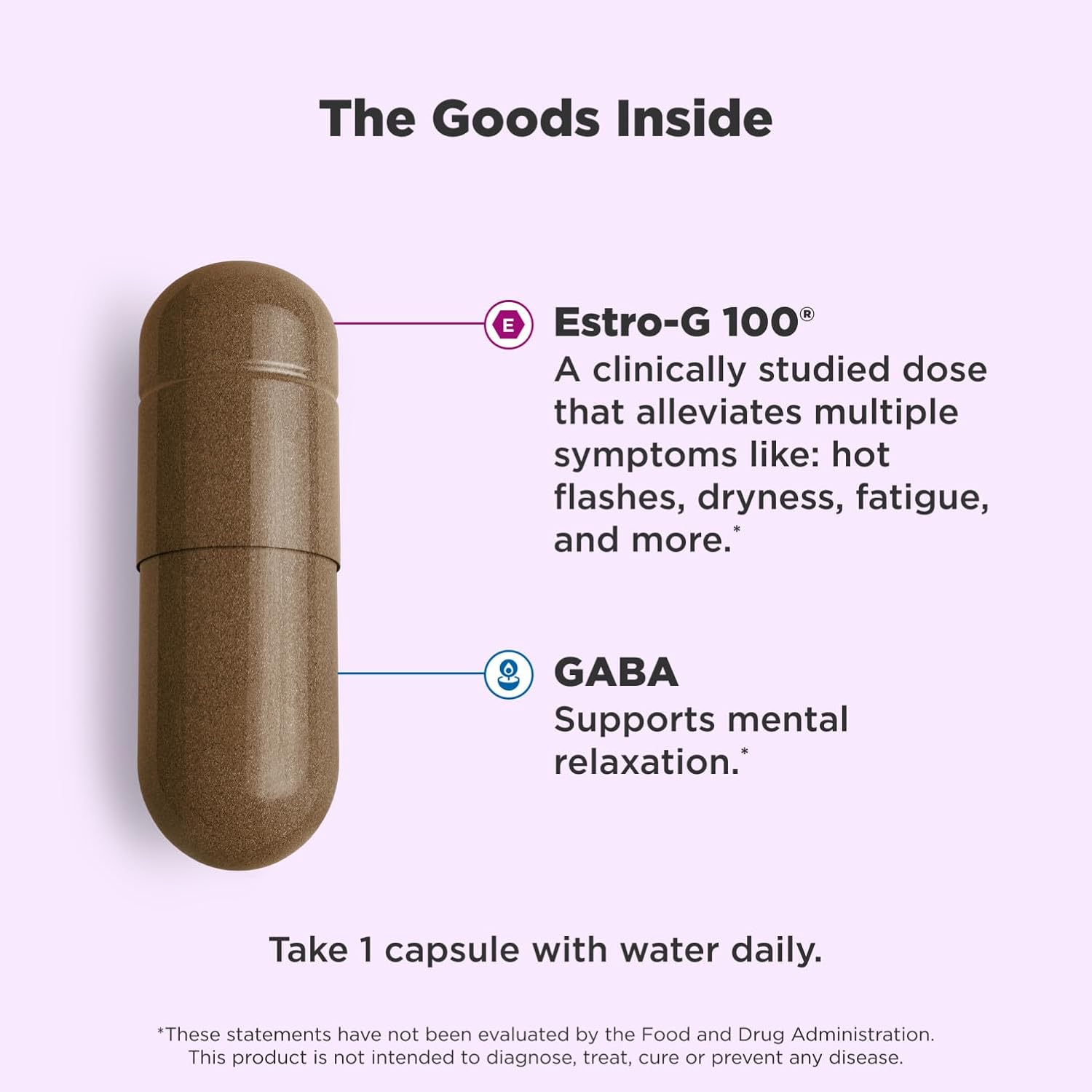 OLLY Mellow Menopause Supplements for Women, Supports Hot Flashes, Vaginal Dryness & Occasional Mood Swings,* Estro-G100®, GABA, Vegan Capsules, 1 Month Supply - 30 Count