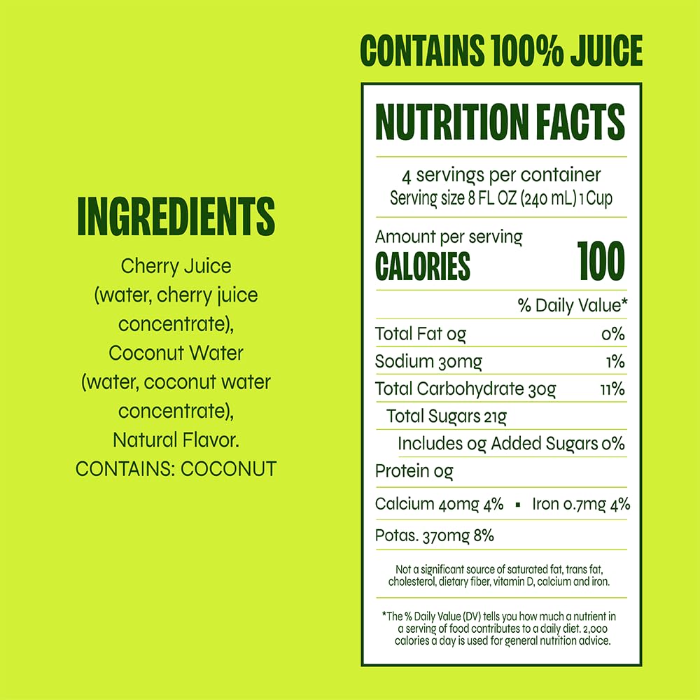 Revl Fruits™ 100% Juice, No Added Sugar, Tart Cherry, 32 fl oz. Carton (Pack of 6)