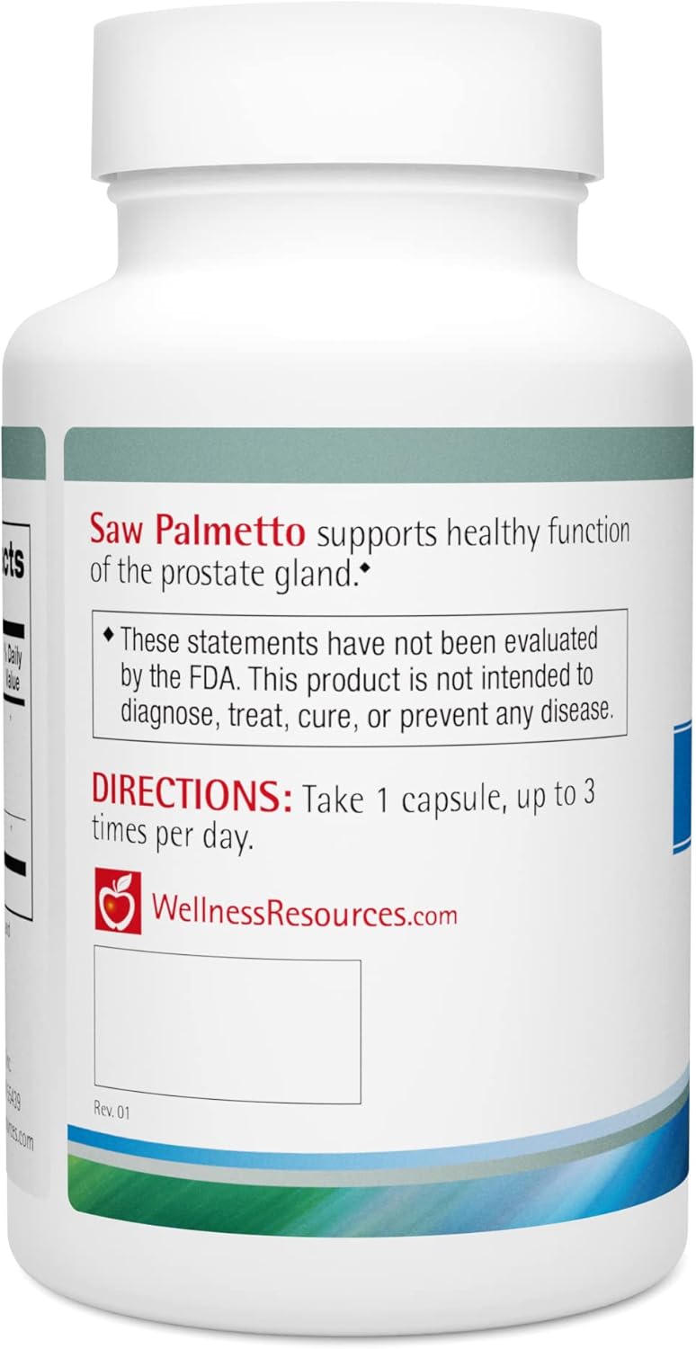 Wellness Resources Saw Palmetto Deep CO2 Extraction, No Solvents - High Potency for Prostate Health, Urinary Health (90 Capsules)