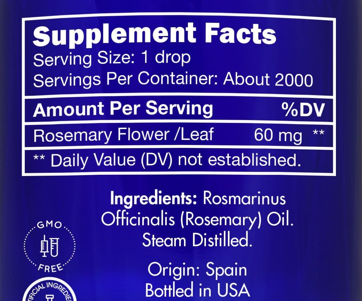 Rosemary Oil, Food Grade, for Hair, Growth – 100% Pure, Edible, Rosemary Essential Oil, by Zongle Therapeutics, 4 OZ