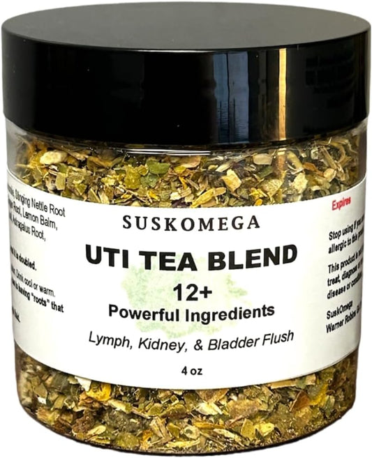 UTI Cystitis Herbal Tea Suskomega 12+ Powerful Ingredients (4 oz container)