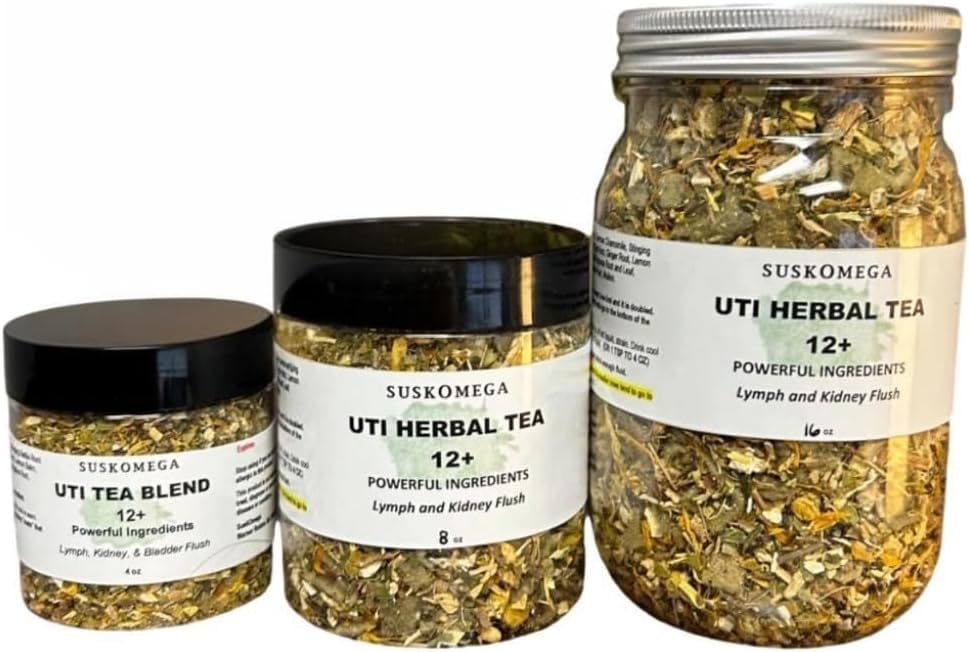 UTI Cystitis Herbal Tea Suskomega 12+ Powerful Ingredients (16 oz container)