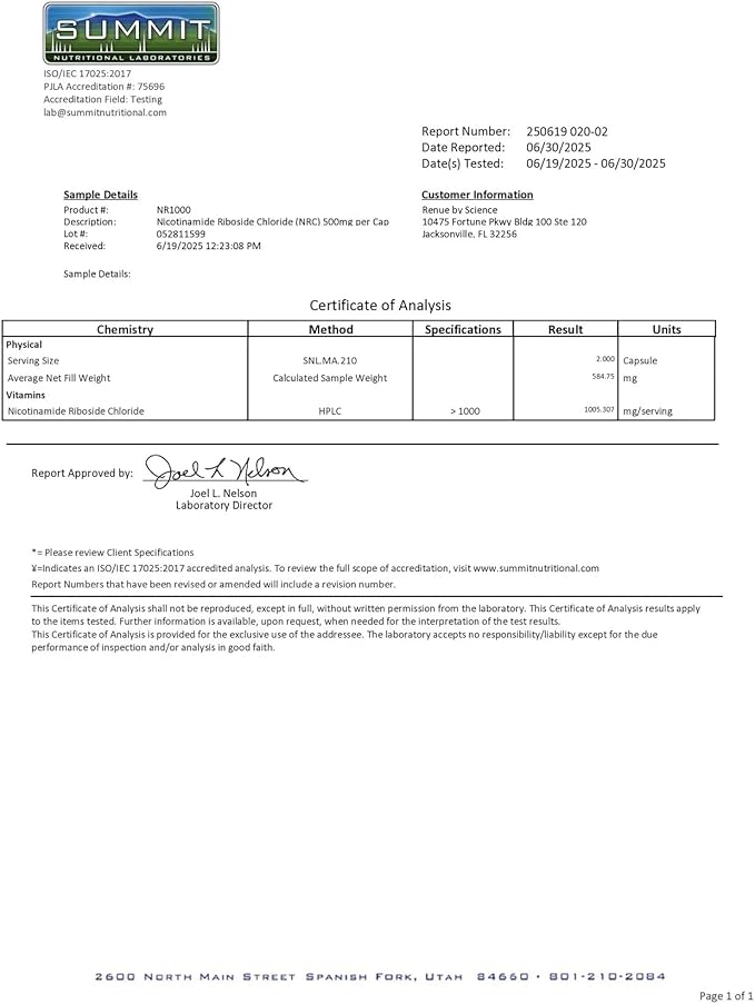 RENUE by Science Nicotinamide Riboside | High Strength NAD Supplement | 60 Nicotinamide Enteric-Coated Capsules - 1000mg Nicotinamide Riboside per Serving | Manufactured in The USA Third-Party Tested