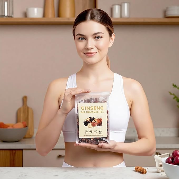 Ginseng Six Treasures Kidney Tea - Traditional Chinese Herbal Tea with Ingredients, Six Precious Herbs Formula (25 Tea Bags)