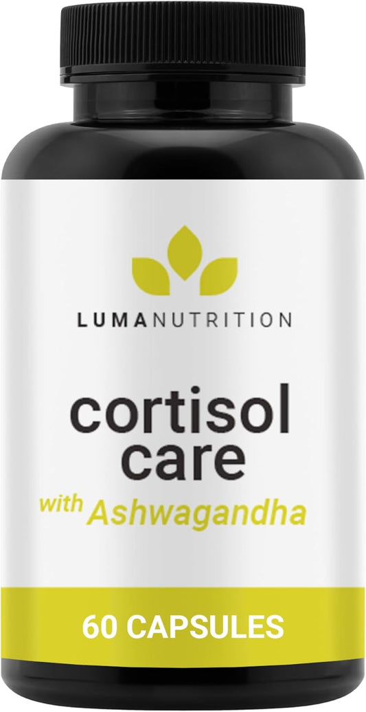 Luma Nutrition Cortisol Reducer and Manager - Ashwagandha + L-Theanine - Cortisol Supplements for Women and Men - Stress Relief, Restful Sleep, Detox, Lower and Control - 60 Capsules