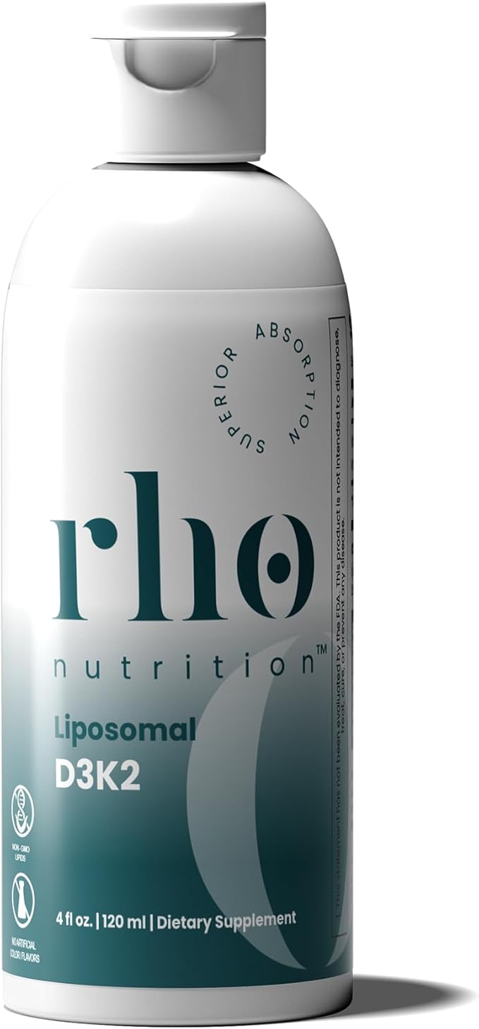 Rho Nutrition Liposomal D3K2 – Ultra High Absorption Liquid Vitamins D3 and K2 Supplement – Supports Immune System & Overall Health; Supports Strong Bones & Muscles, and a Healthy Heart