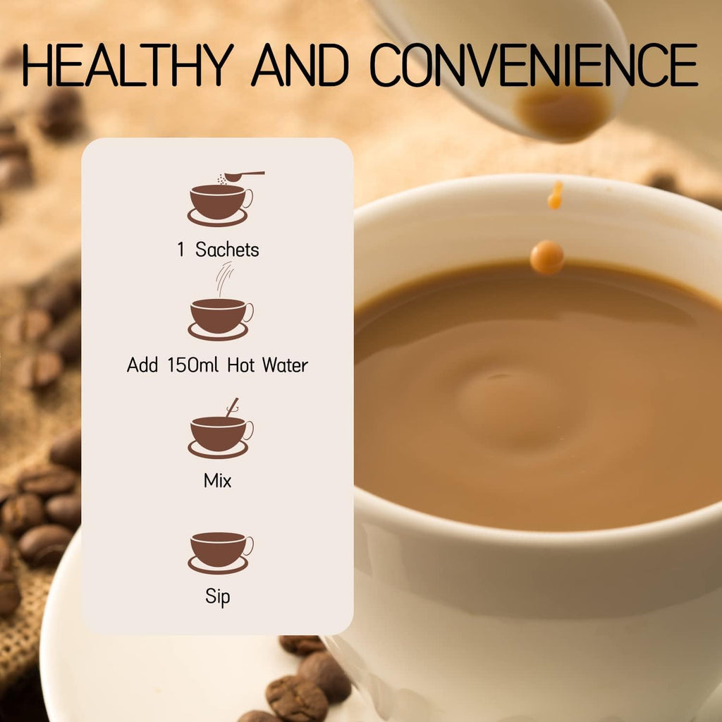 GANOHERB 7 in 1 Mushroom Coffee Mix, Instant Latte Coffee Blend Nootropic Cafe Complex with Reishi, Lion’s Mane, Chaga, Turkey Tail, Maitake, Cordyceps for Energy Focus Immune Boost (10 Servings)