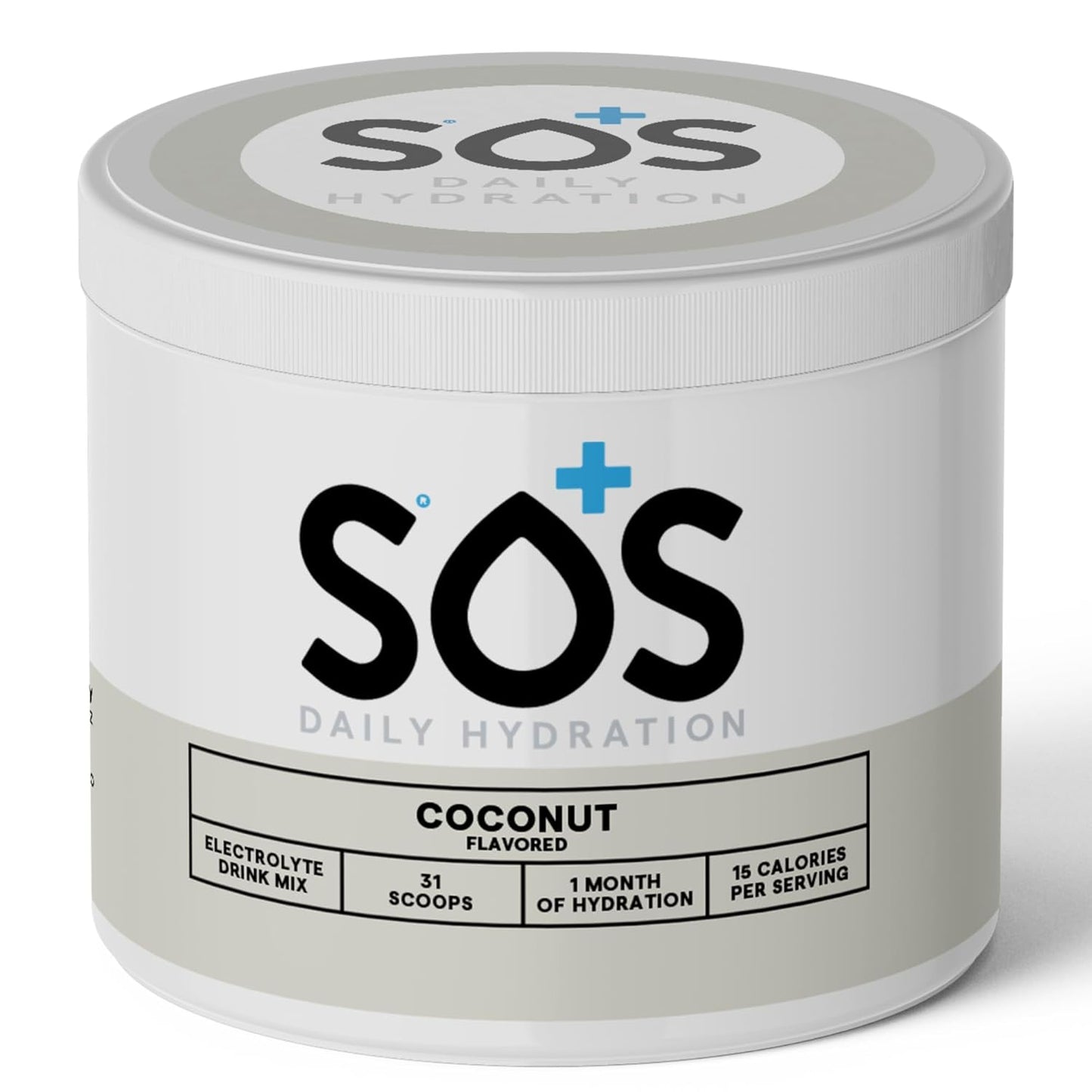 SOS Hydration Electrolyte Powder Drink Mix – Coconut, 31 Servings | Low Sugar Electrolytes, 15 Cal | Keto Hydration Powder for Rapid Rehydration