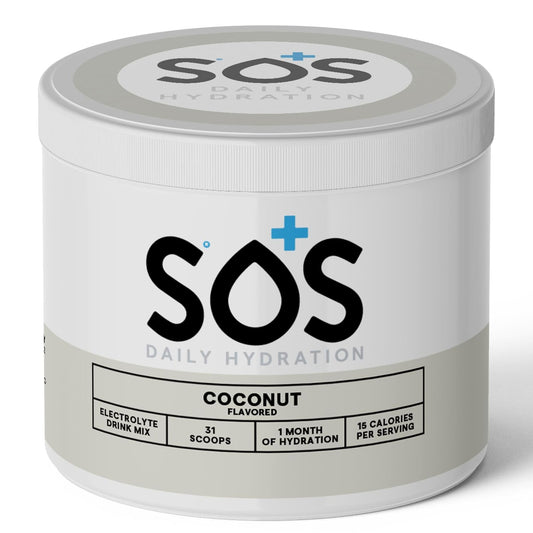 SOS Hydration Electrolyte Powder Drink Mix – Coconut, 31 Servings | Low Sugar Electrolytes, 15 Cal | Keto Hydration Powder for Rapid Rehydration