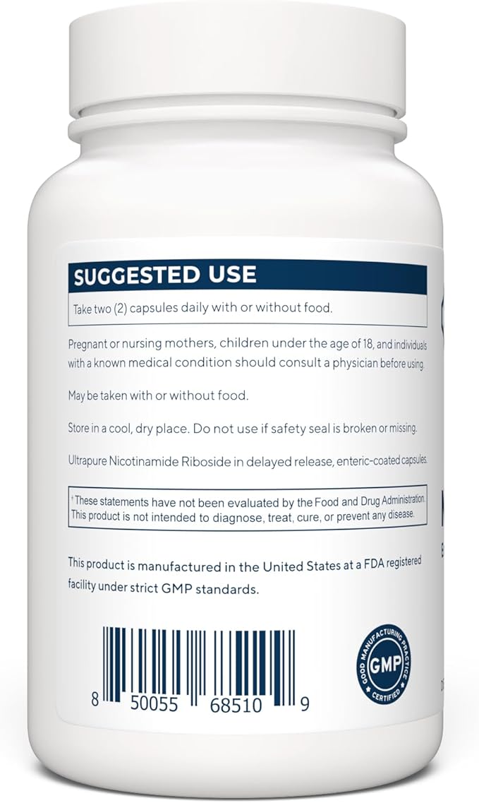 RENUE by Science Nicotinamide Riboside | High Strength NAD Supplement | 60 Nicotinamide Enteric-Coated Capsules - 1000mg Nicotinamide Riboside per Serving | Manufactured in The USA Third-Party Tested