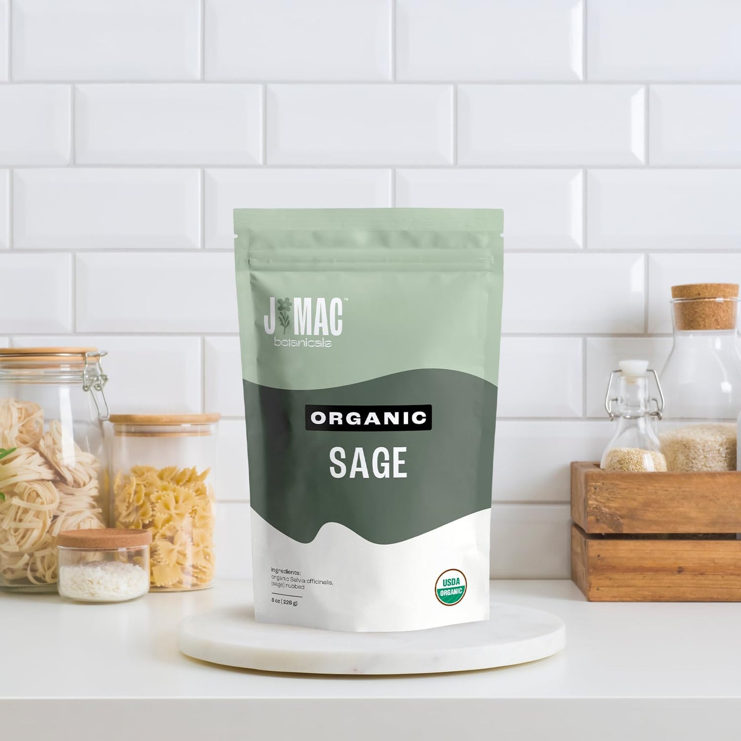 J Mac Botanicals, Organic Rubbed Sage (4 oz), Certified USDA Organic, Dried Rubbed Sage Leaf. Culinary Grade-excellent for sausage making, fresh Albanian harvest