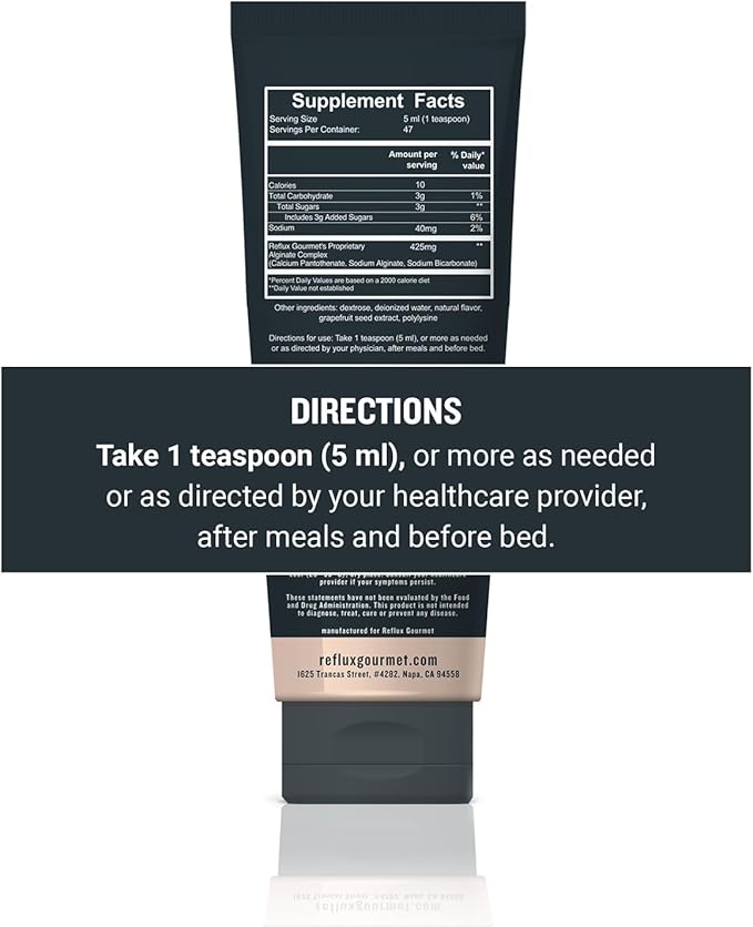 REFLUX GOURMET Natural Heartburn Acid Reflux Relief Support Supplement for GERD, LPR, Indigestion, Aid for Intermittent Fasting, Alginate Therapy, Made in The USA, Vanilla Caramel