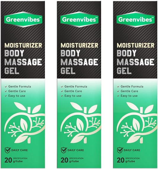 Greenvibes Body Massage Gel, Fast-Absorbing Herbal Blend with Poria Cocos, for Targeted Relief & Skin Hydration, Supports Healthy Liver Function, Boosts Active Energy, 0.68 Fl Oz, 3 Pack