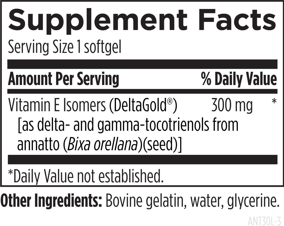 Designs for Health Annatto-E 300mg Tocotrienols Vitamin E - Delta + Gamma Tocotrienols to Support Heart Health, Eye Health, Healthy Aging - DeltaGold Antioxidants Supplement (60 Vitamin E Softgels)