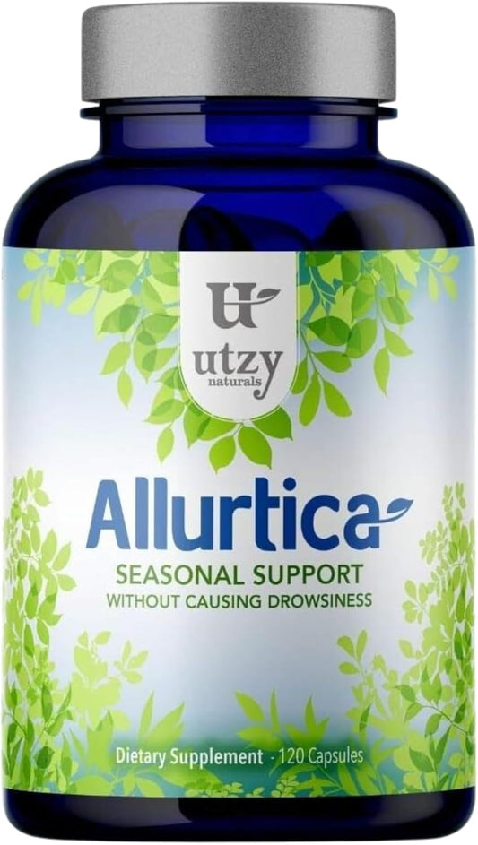 Allurtica | Herbal Supplement with Quercetin and Stinging Nettle | Seasonal Support for Adults & Kids | Non Drowsy | 120 Capsules