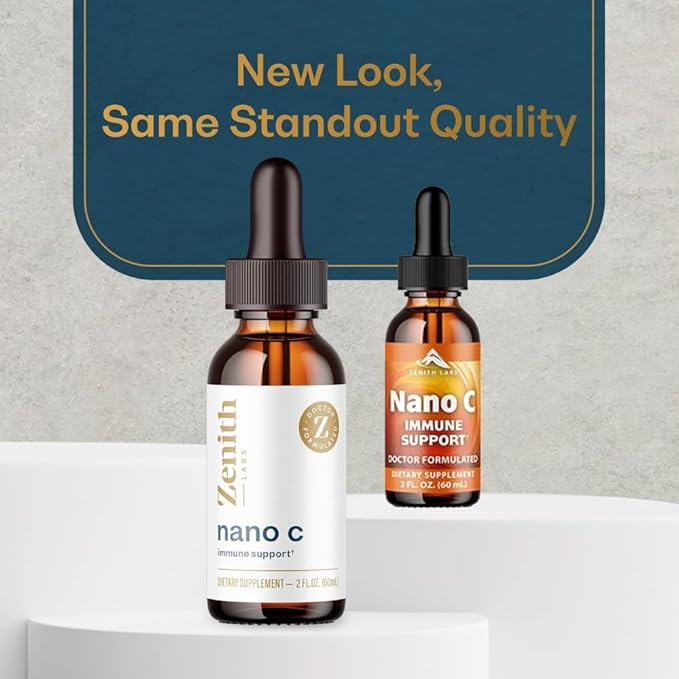 Zenith Labs Liquid Vitamin C Drops for Adults - Nano C Natural Immune Support Supplement, Vitamin C Liquid Supplement for Stronger Immunity - Nanotechnology Micro C Particles for Fast Absorption